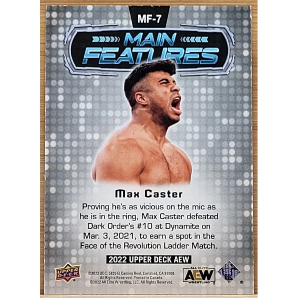 2022 UPPER DECK AEW MAX CASTER  MAIN FEATURES GREEN #D/199‎